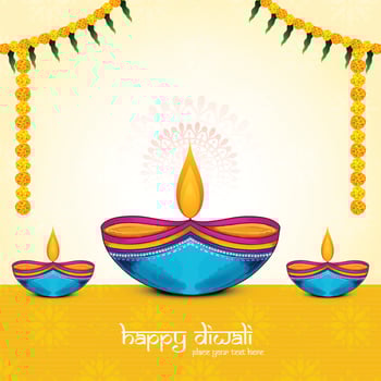 Happy diwali oil lamp festival celebration card background vector