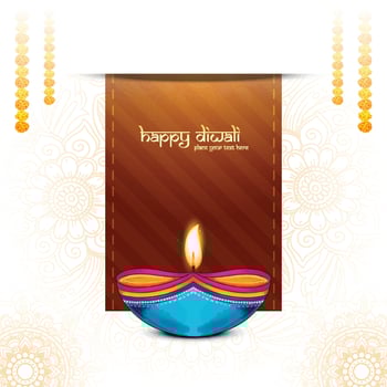 Traditional indian festival diwali with lamps card background vector