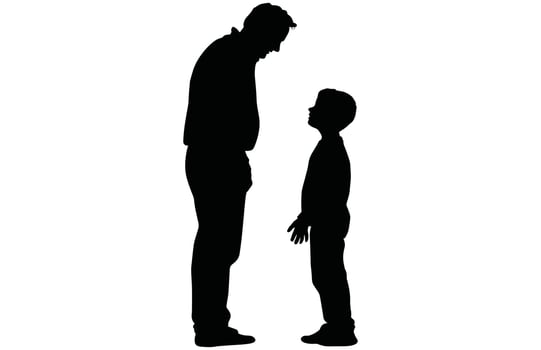 Father and Son Silhouette - Generational Bond Stock Design vector
