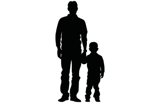 Father and Son Silhouette - Family Support Stock Design vector