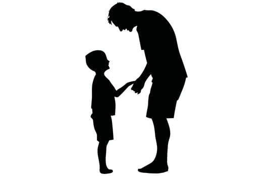 Father and Son Silhouette - Family Love Stock Art vector