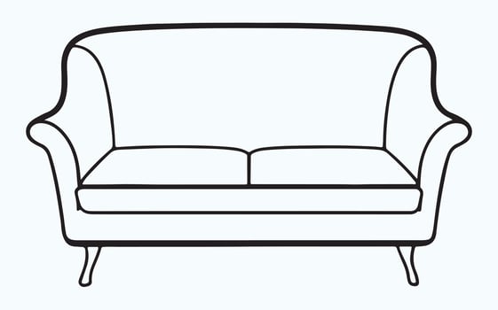 Minimalist Sofa Line Drawing image clipart vector