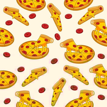 seamless pattern hand drawn in flat design style pizza vector