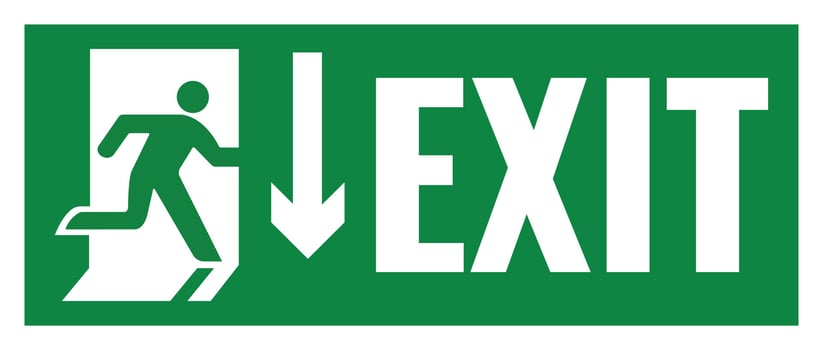A green exit sign with a man running vector