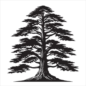 hemlock tree silhouette white backround vector