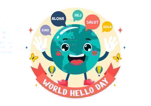 Illustration for World Hello Day on November 21 with Speech Bubbles in Different Languages vector