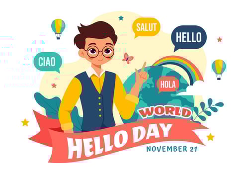 World Hello Day Illustration of Global Language Speech Bubbles in Flat Style vector