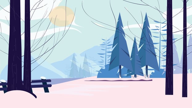 Snowy environment in the woods background illustration vector