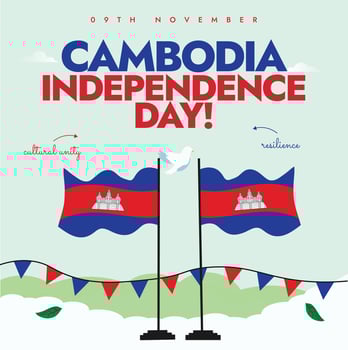 Cambodia Independence day 9th November banner, post. Independence day of Cambodia celebration banner vector