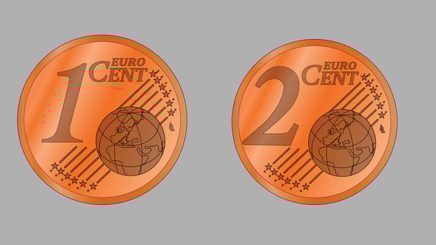 Euro cent coins flat illustration vector