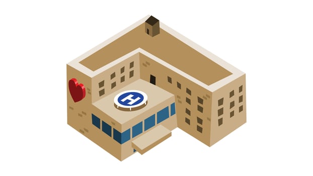 Hospital building isometric style illustration vector