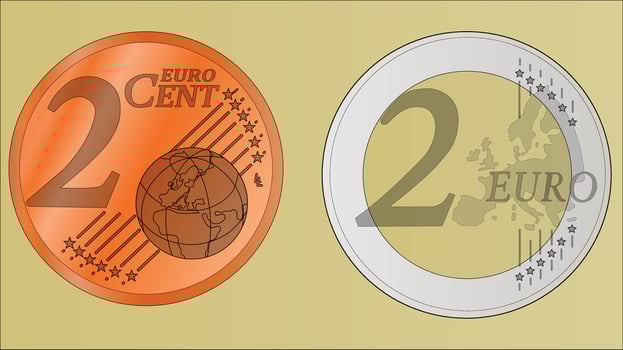 Euro cent coins flat illustration vector