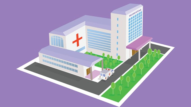 Mega Hospital building isometric illustration vector