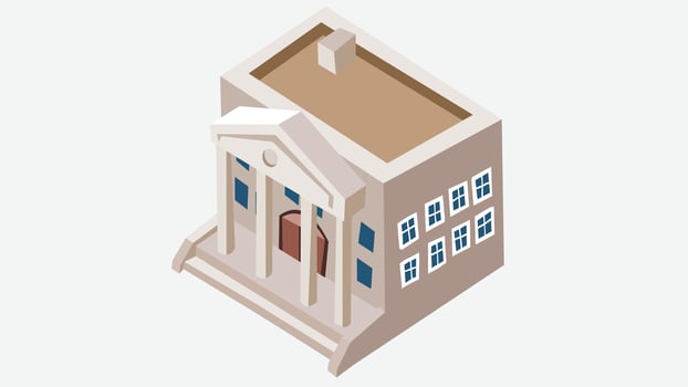 Bank building game asset isometric illustration vector