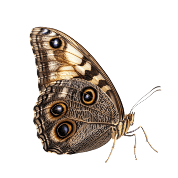 A butterfly with large eyes and black wings png