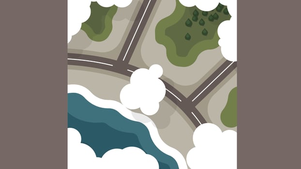 Top Ariel view streets and garden from plane vector