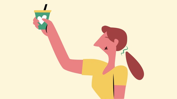 Girl drinking fresh juice and she loved it illustration vector