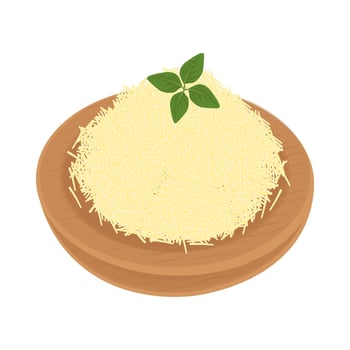 Illustration Logo Clipart Grated Parmesan Cheese on a Wooden Bowl vector