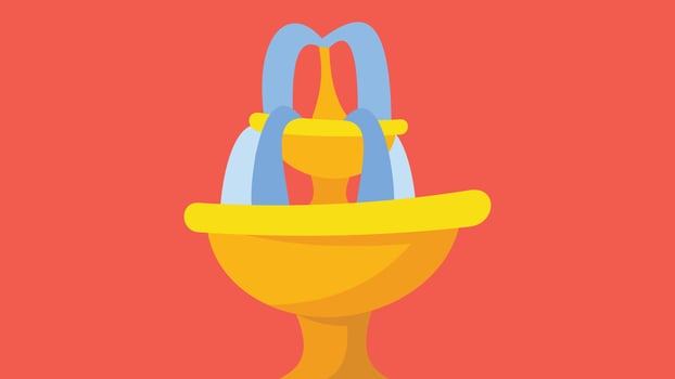 Water fountain in a garden isolated flat illustration vector