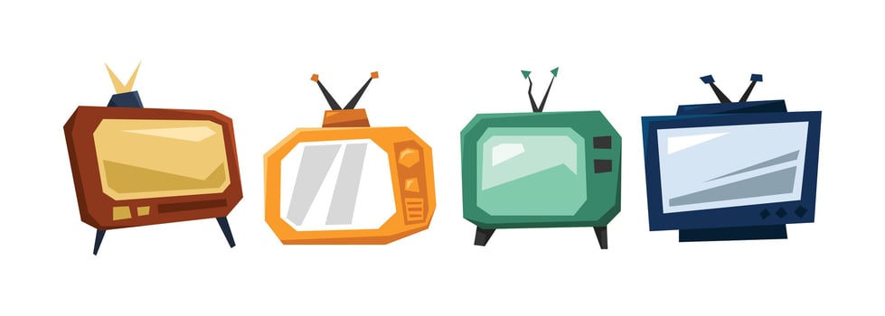 Old analog television. Colored cartoon illustration. vector