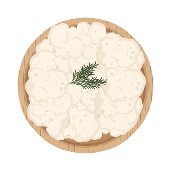Illustration Logo Clipart Top View Italian Cheese Ricotta or Cottage Cheese Curd Cheese vector