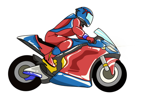 Design of a grand prix racing motorbike in red and blue. Perfect for stickers, icons, logos png