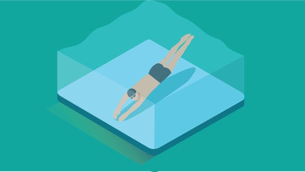 Man swimming in a pool isometric style design vector