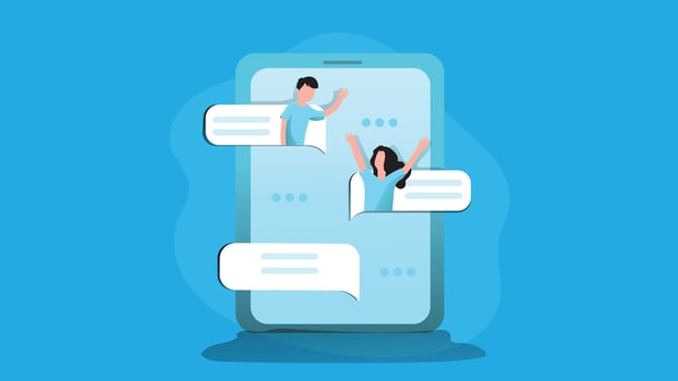 Chatting app conversation in an isolated mobile screen illustration vector
