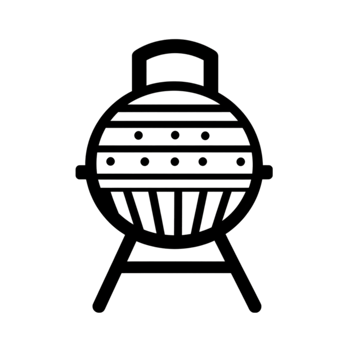 BBQ grill icon in black and white on a transparent background png
