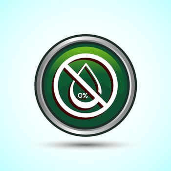 Alcohol Free Icon Design Illustration, No Alcohol Sign, Green Color Round Button Design vector