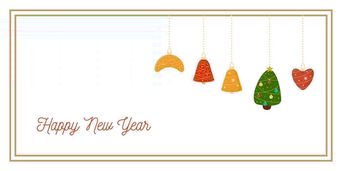 Christmas and New Year Greeting Framed Bordered Horizontal Card or Invitation Template. Vintage Elegant Decoration Illustration. Happy Merry Xmas Greeting Party Banner Design background vector