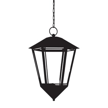 A black and white illustration of a hanging lantern vector