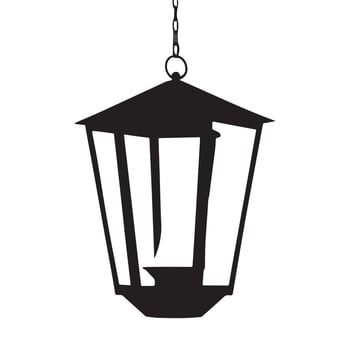 A black and white illustration of a hanging lantern vector