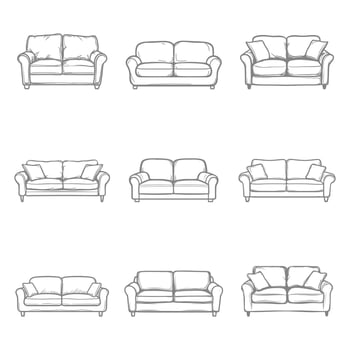 A set of different types of couches vector