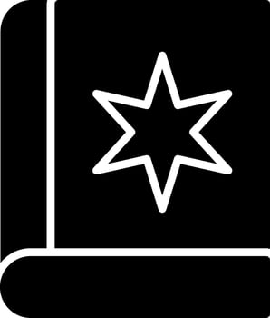 A black and white icon of a star vector