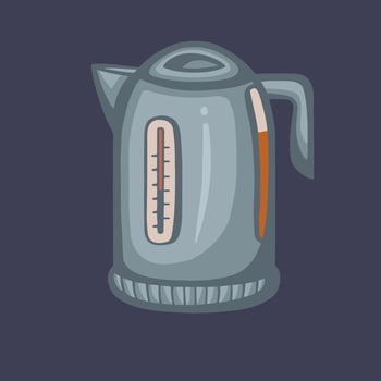 Blue Electric Kettle Plugged In. Illustration of a Kettle for the Kitchen. illustration vector