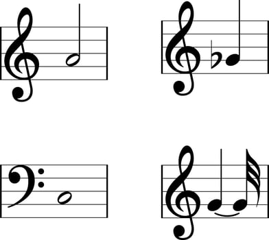 Music note icon set. Music notes illustration. vector