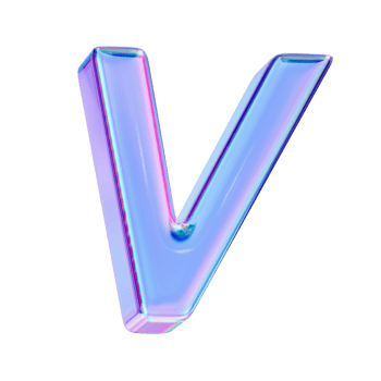 Letter V in chromatic 3D style png