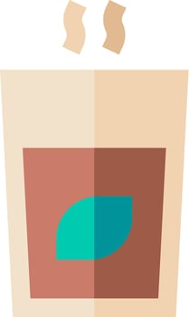 A cup of coffee with a leaf in it vector