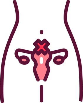 A woman's stomach with a red cross on it vector