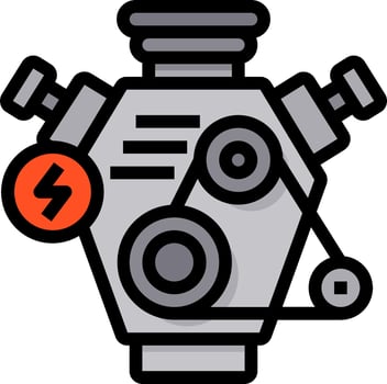 A car engine with a red arrow on it vector