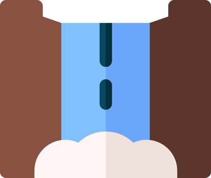 A cartoon of a person standing in front of a waterfall vector