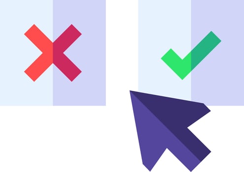 A check mark and an arrow pointing to a check box vector