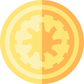 A yellow coin with a sun on it vector