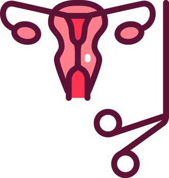 A woman's uterus and scissors vector