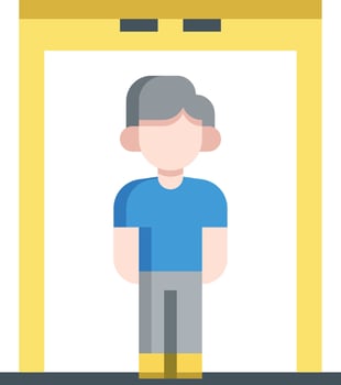 A man standing in front of a yellow door vector