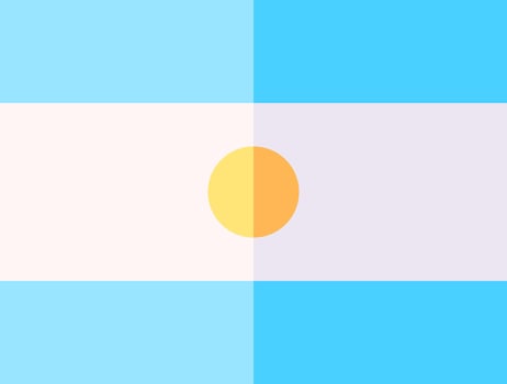 The flag of argentina is shown with a yellow circle vector