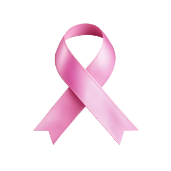 Pink ribbon symbolizing breast cancer awareness on transparent background png