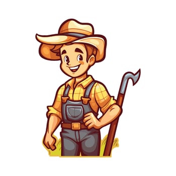 illustration cartoon character of farmer boy vector
