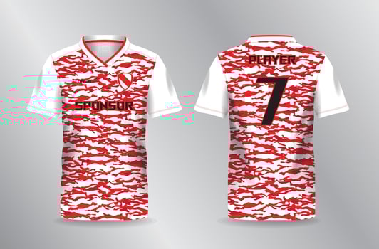 red white camo abstract background and pattern for sport jersey mockup template vector